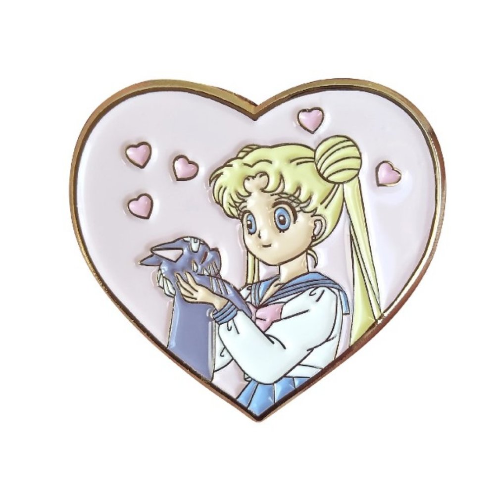 Sailor Moon & Luna Cat Enamel Pin / Anime Brooch